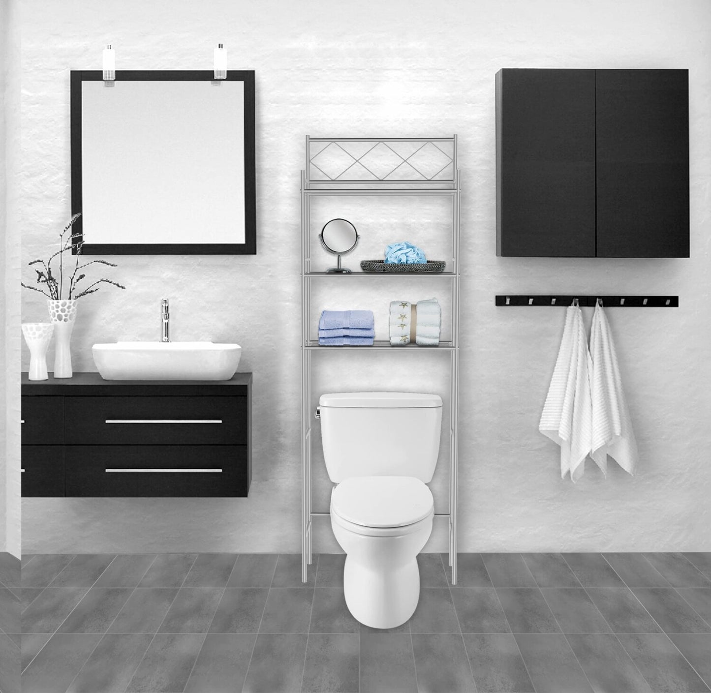 3-Shelf Bathroom Organizer Over The Tet Silver