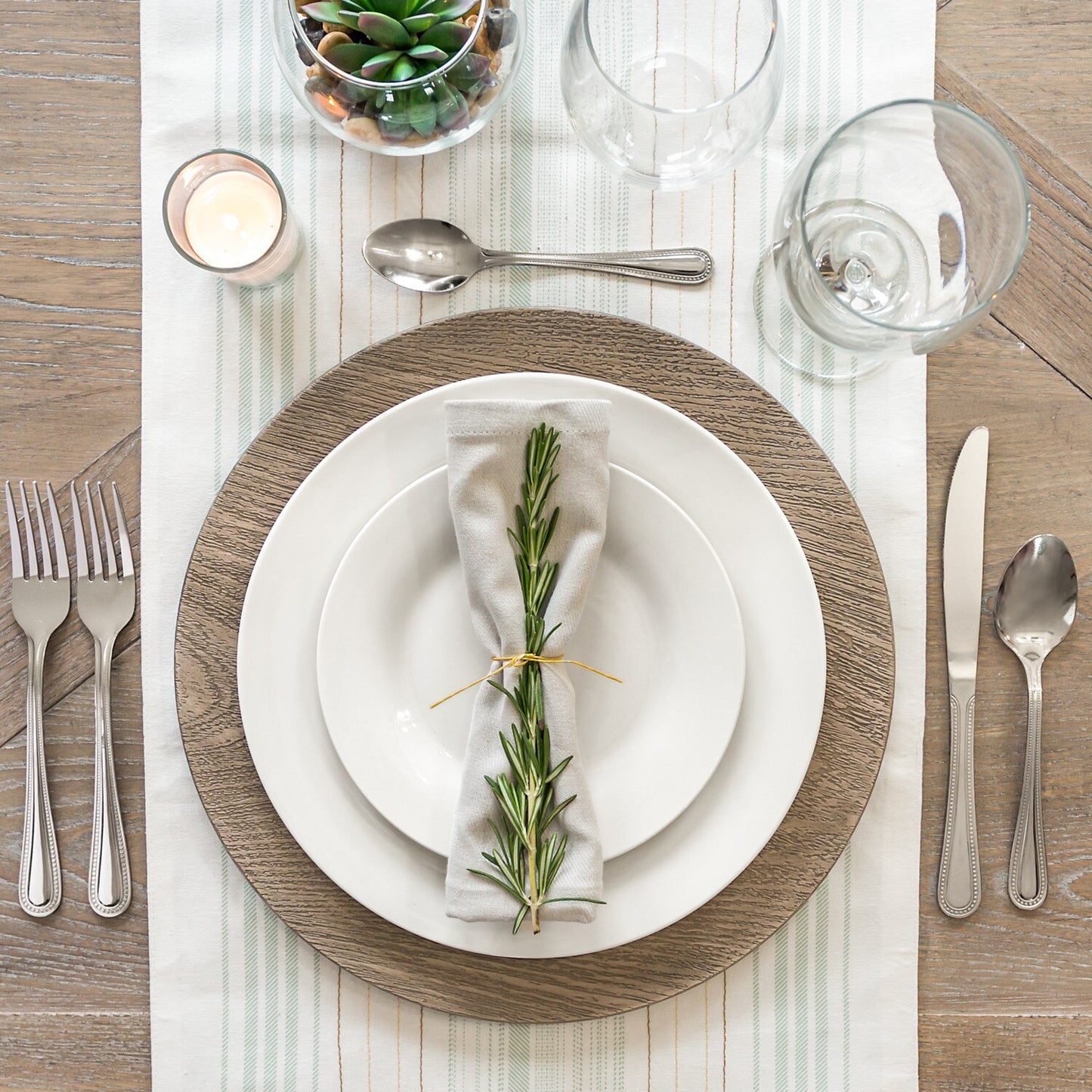 Gray Faux Wood Plastic Charger Plates, 13 in. (Pack of 12)