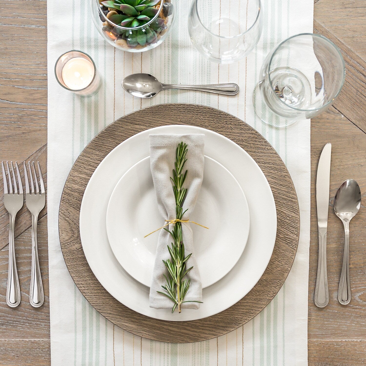 Gray Faux Wood Plastic Charger Plates, 13 in. (Pack of 12)