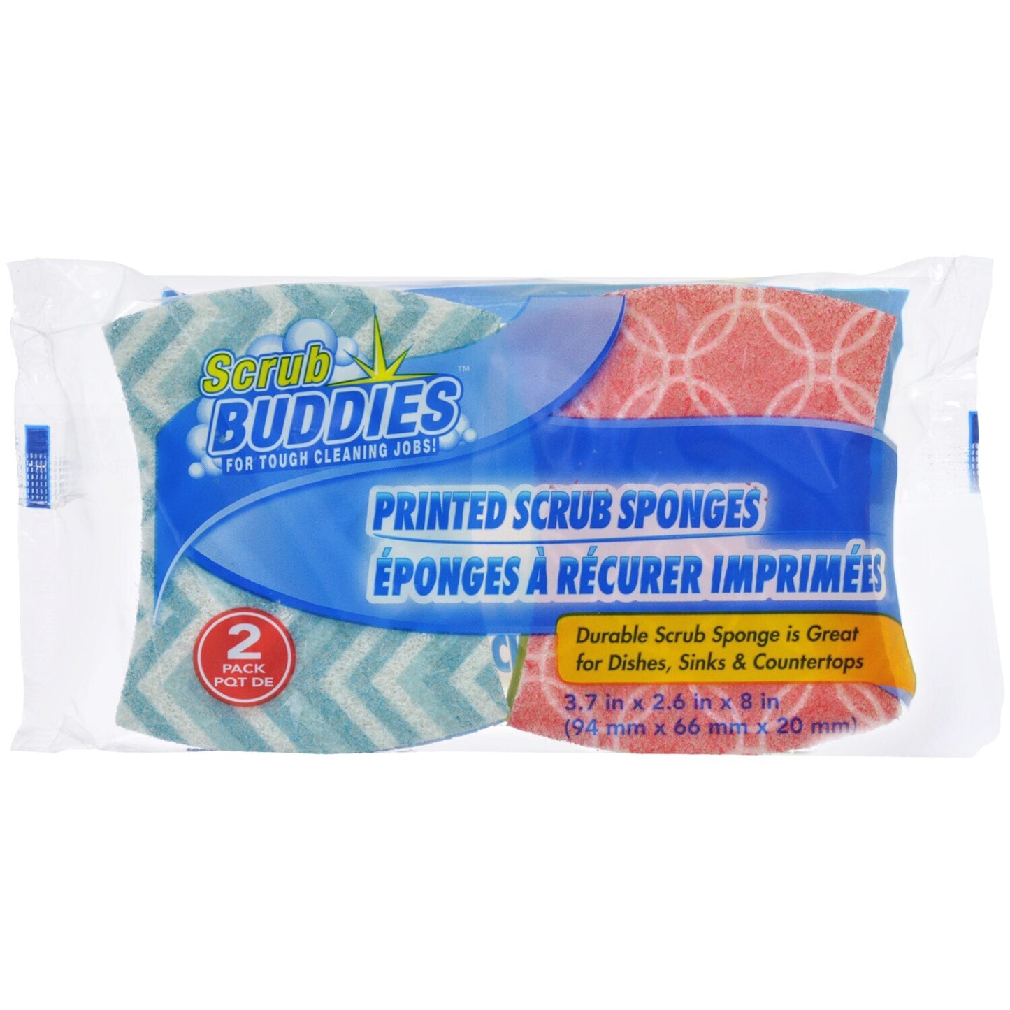 Scrub Buddies Printed Scrub Sponges, 2-ct. (Pack of 24)