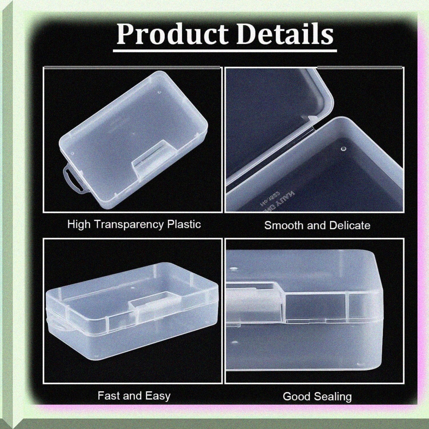 4 Pack Large Clear Plastic Storage Boxes 5.5x3.5x1.5