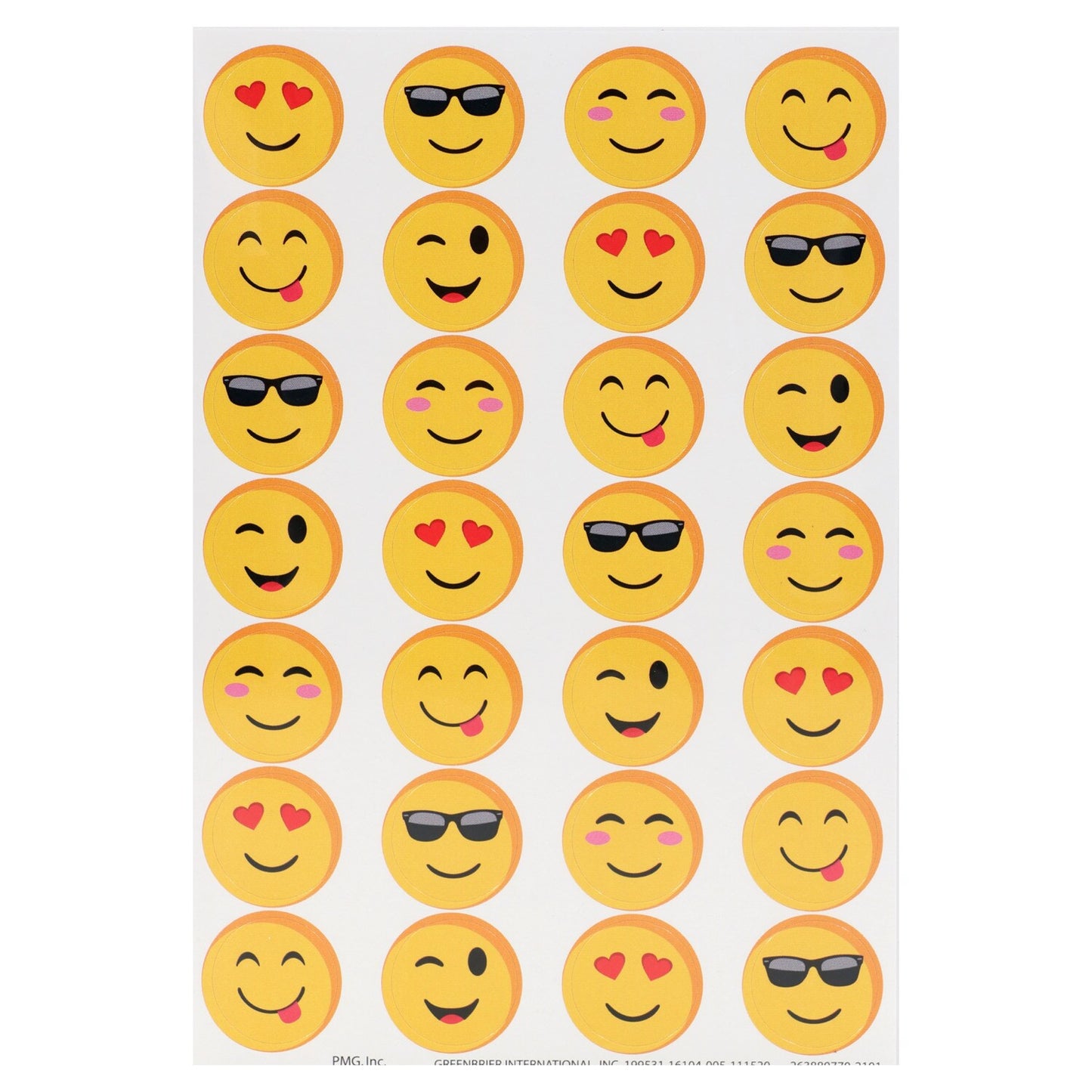 Smiley Face Sticker Sheets (Pack of 24)