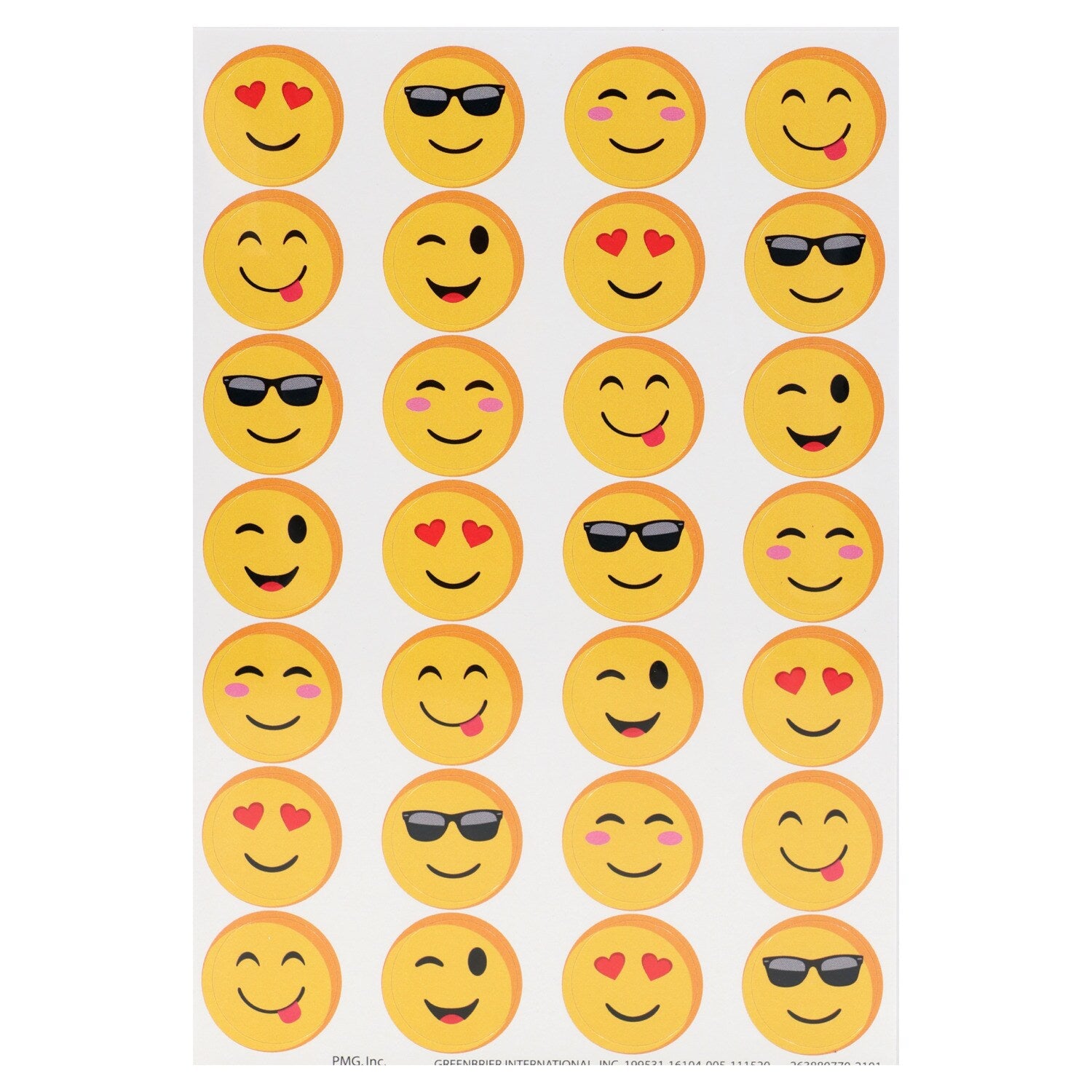 Smiley Face Sticker Sheets (Pack of 24)