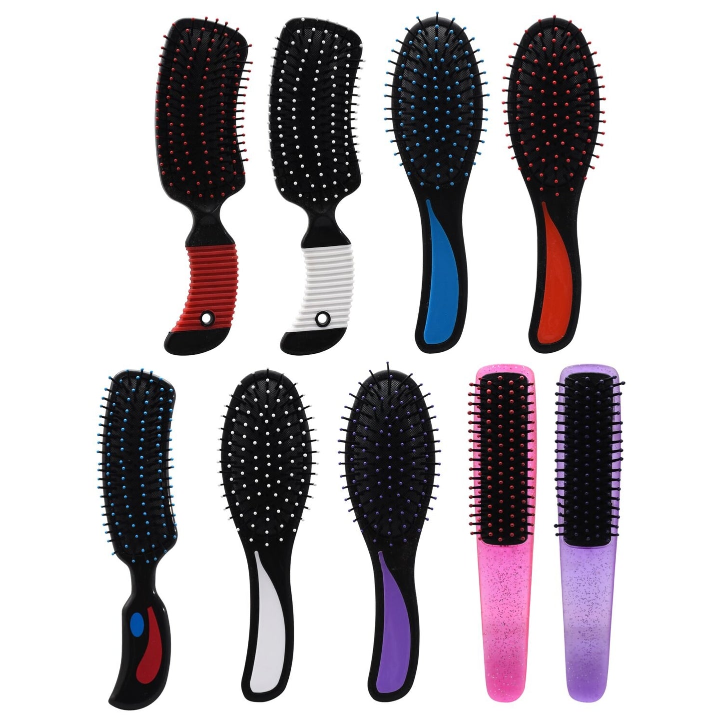 Basic Solutions Assorted Stylish Hair Brushes, 9x3.5 in. (Pack of 12)