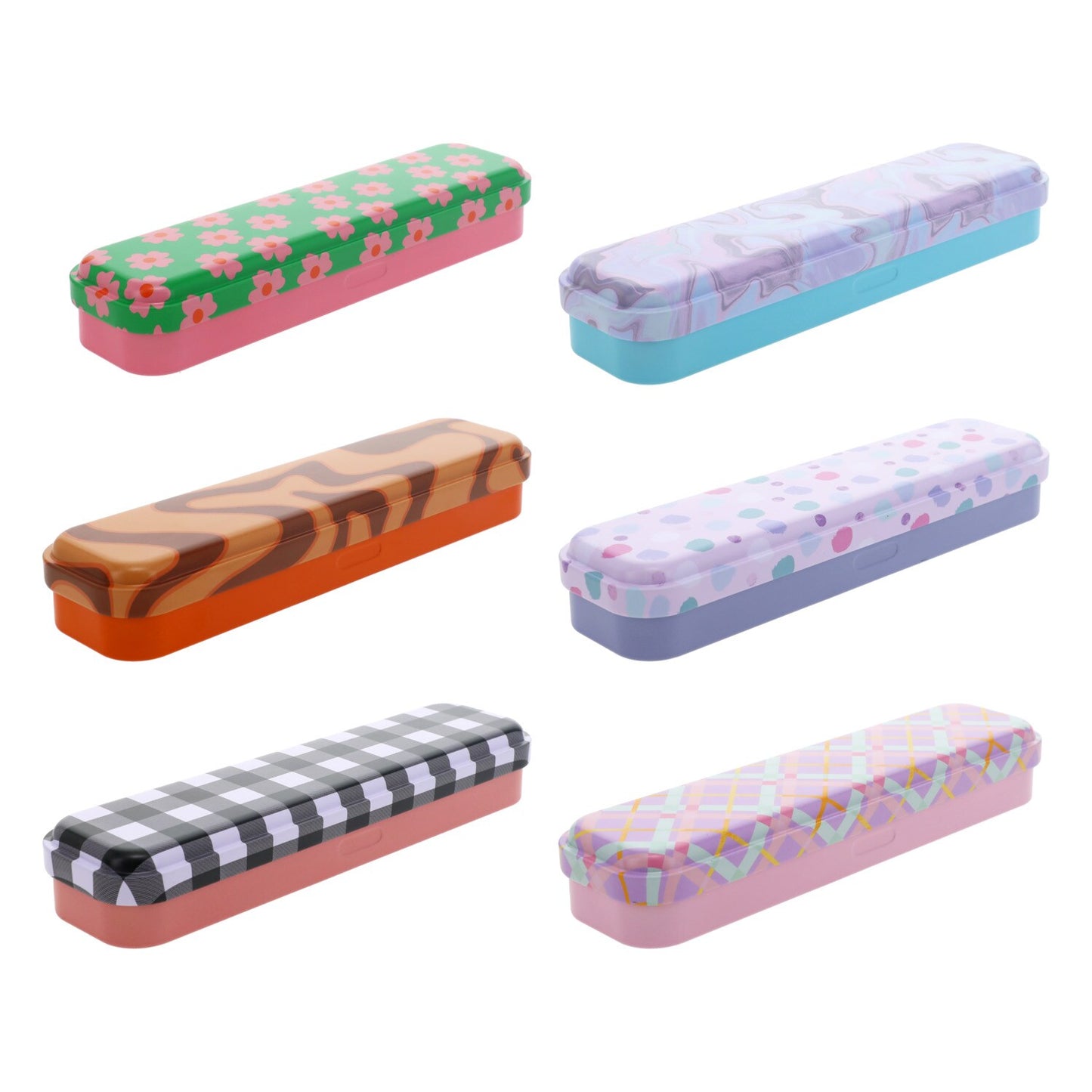 Printed Tin Pencil Boxes, 8x2x1 in. (Pack of 48)