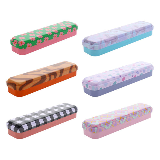 Printed Tin Pencil Boxes, 8x2x1 in. (Pack of 48)