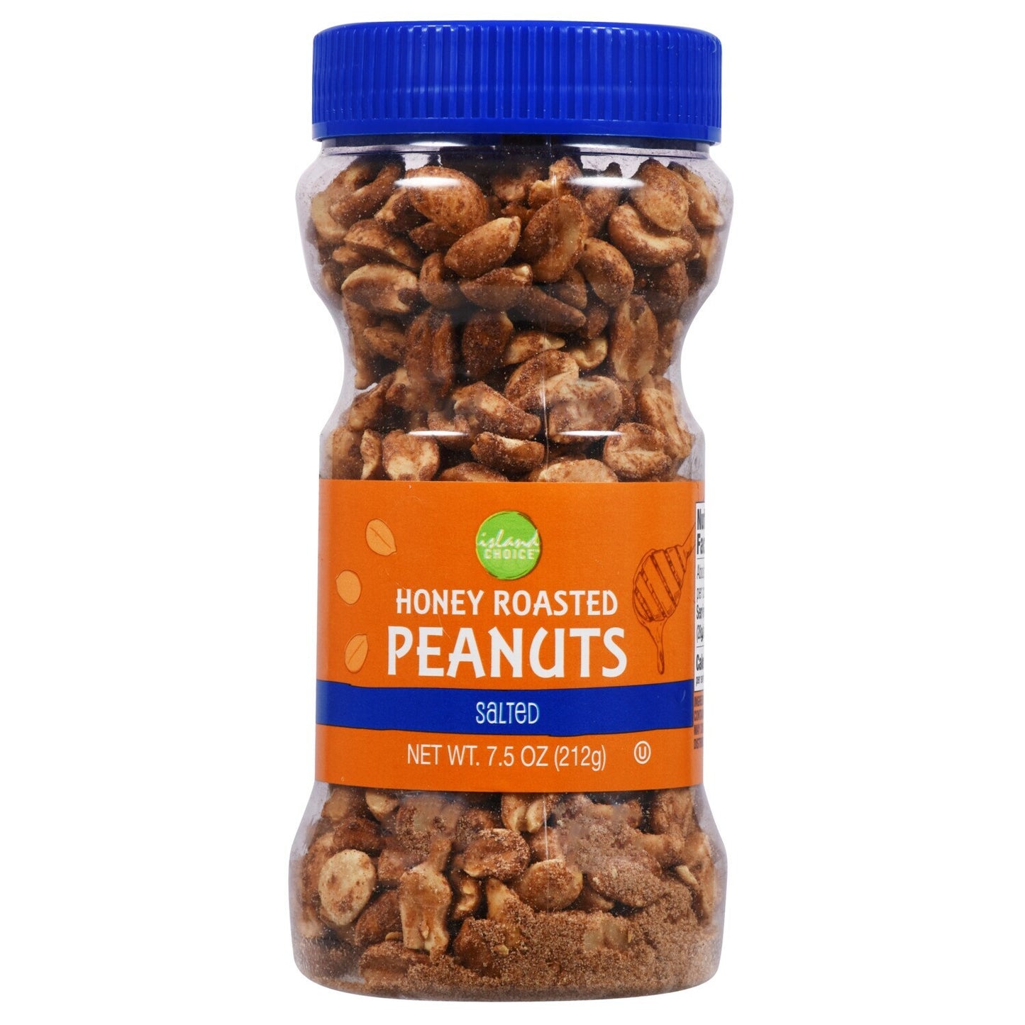 Island Choice Honey-Roasted Dry-Roasted Peanuts, 7.5 oz. Jars (Pack of 12)