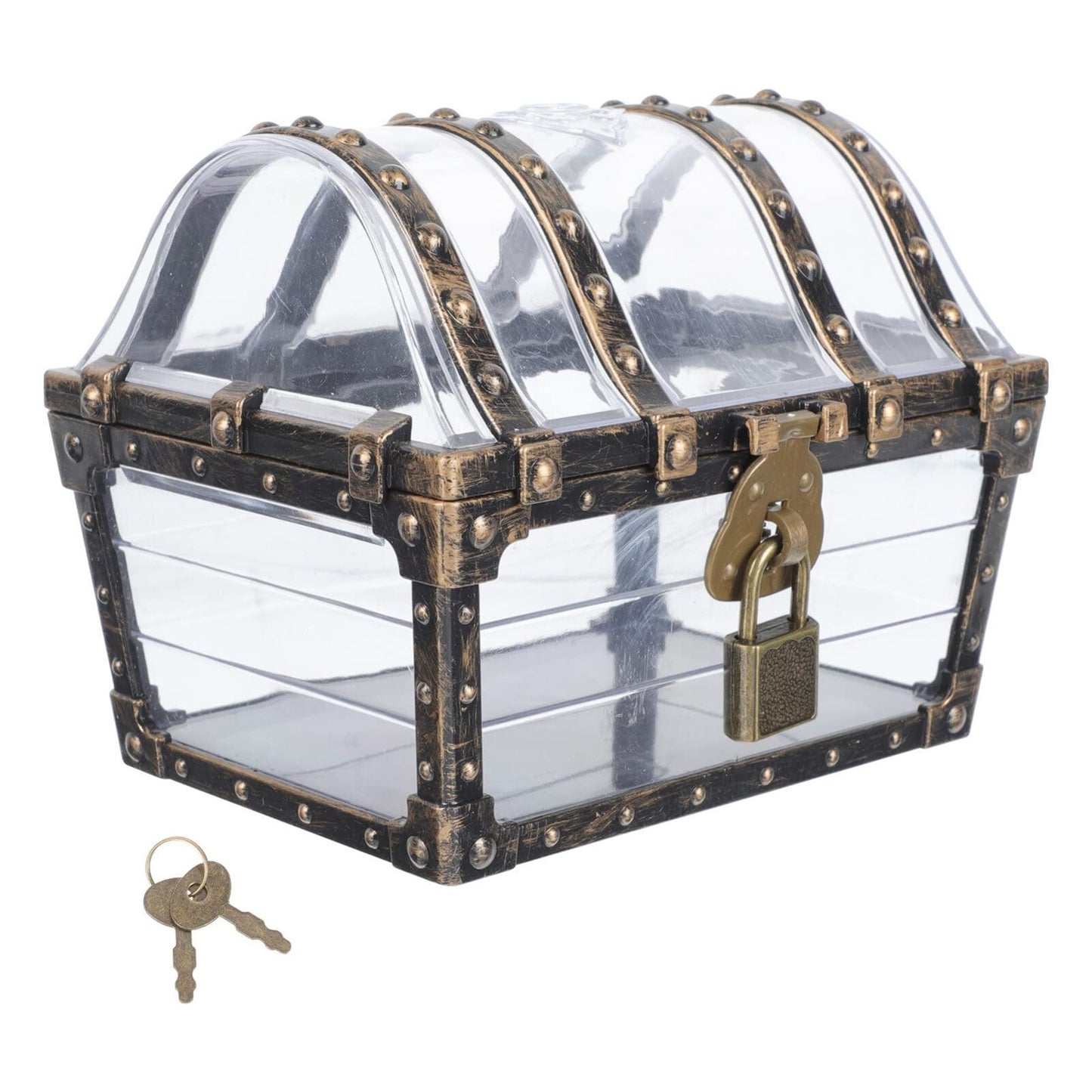 Pirate's Loot Chest - Vintage Treasure Box with Lock and Key for Kids Pirate Party Supplies and Birthday Prizes - Antique Storage Organizer