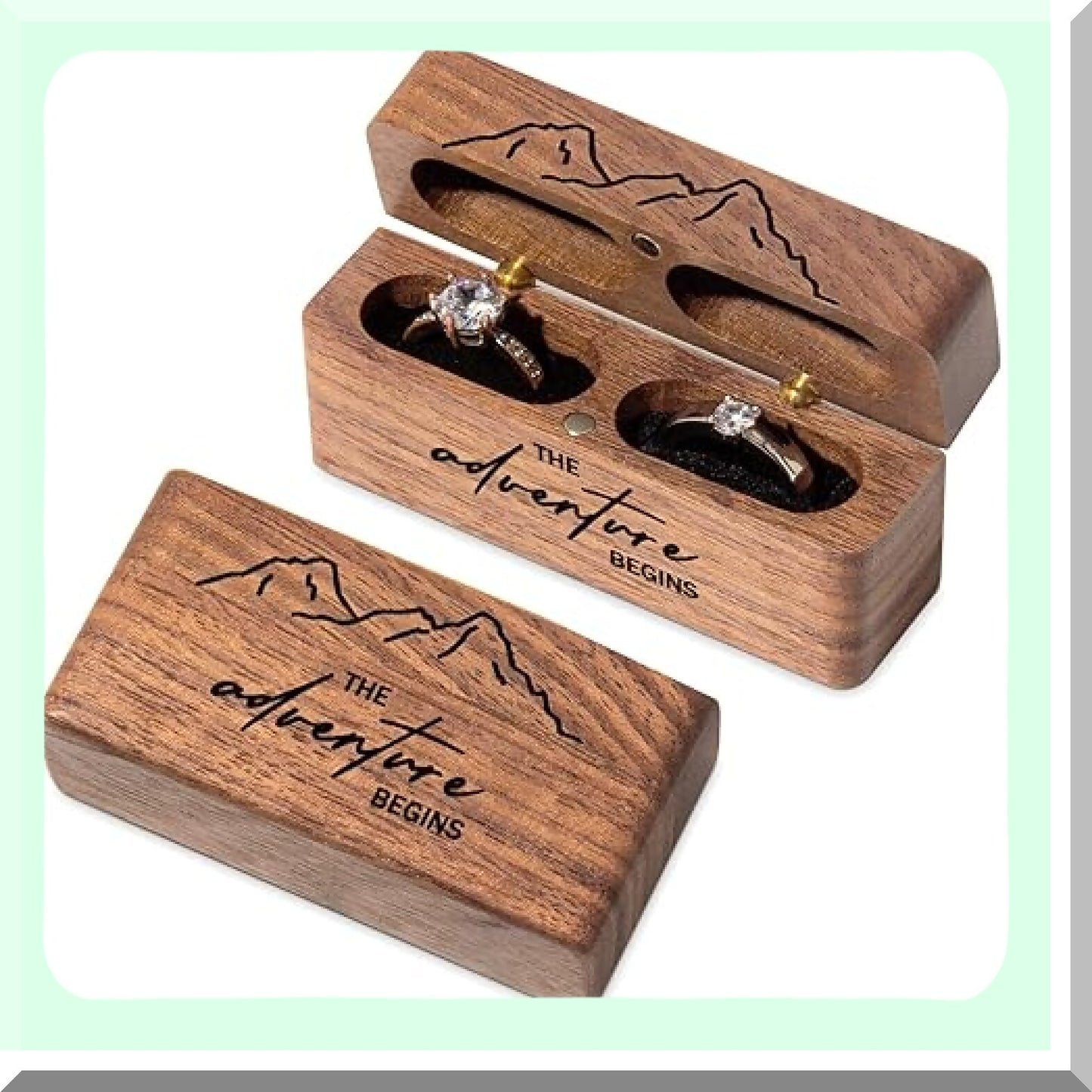 Engraved Wooden Wedding Ring Box for Engagement