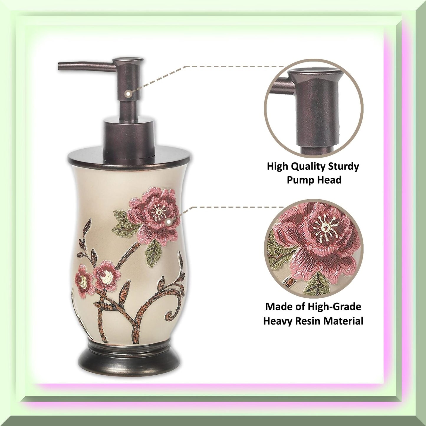 Soap Dispenser/Lotion Pump, Rose Design