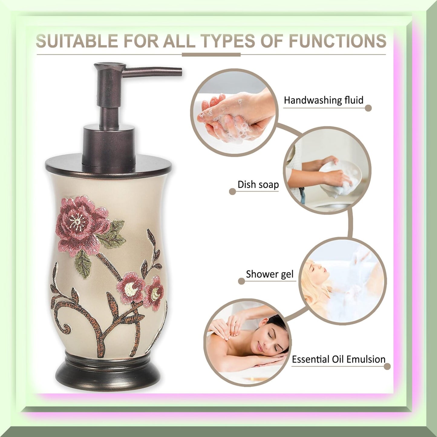 Soap Dispenser/Lotion Pump, Rose Design