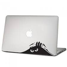 Set of two peeking monster laptop stickers