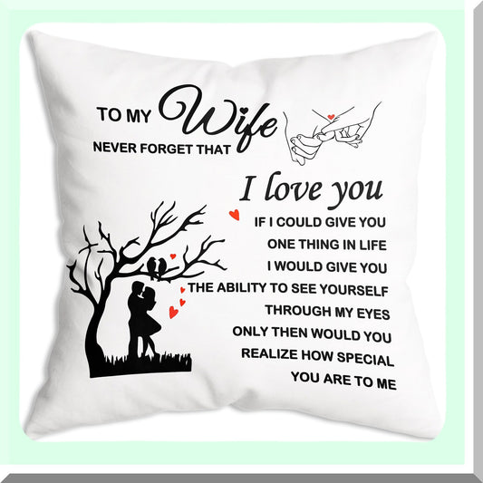 Love You Forever Soft Throw Pillow Case - Sofa Couch Bed Decor 18x18 Inch - Anniversary Birthday Gift - Wife Appreciation Cushion Cover