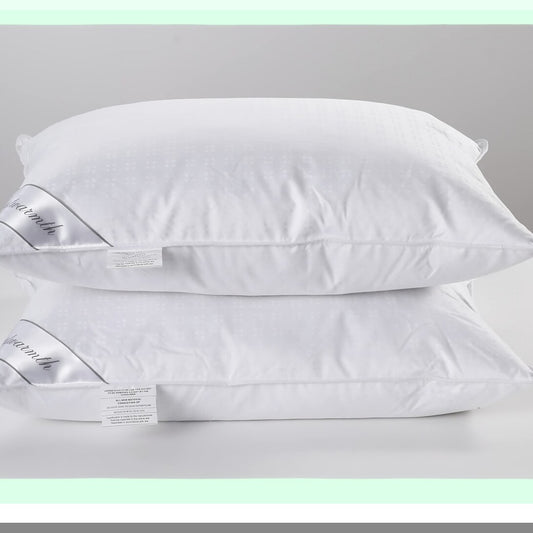 Luxury Down Comfort Pillow Set - 100% Cotton Bedding Insert, Pair of Soft Goose Down Pillows for Standard Size 20x26in Bed Pillows