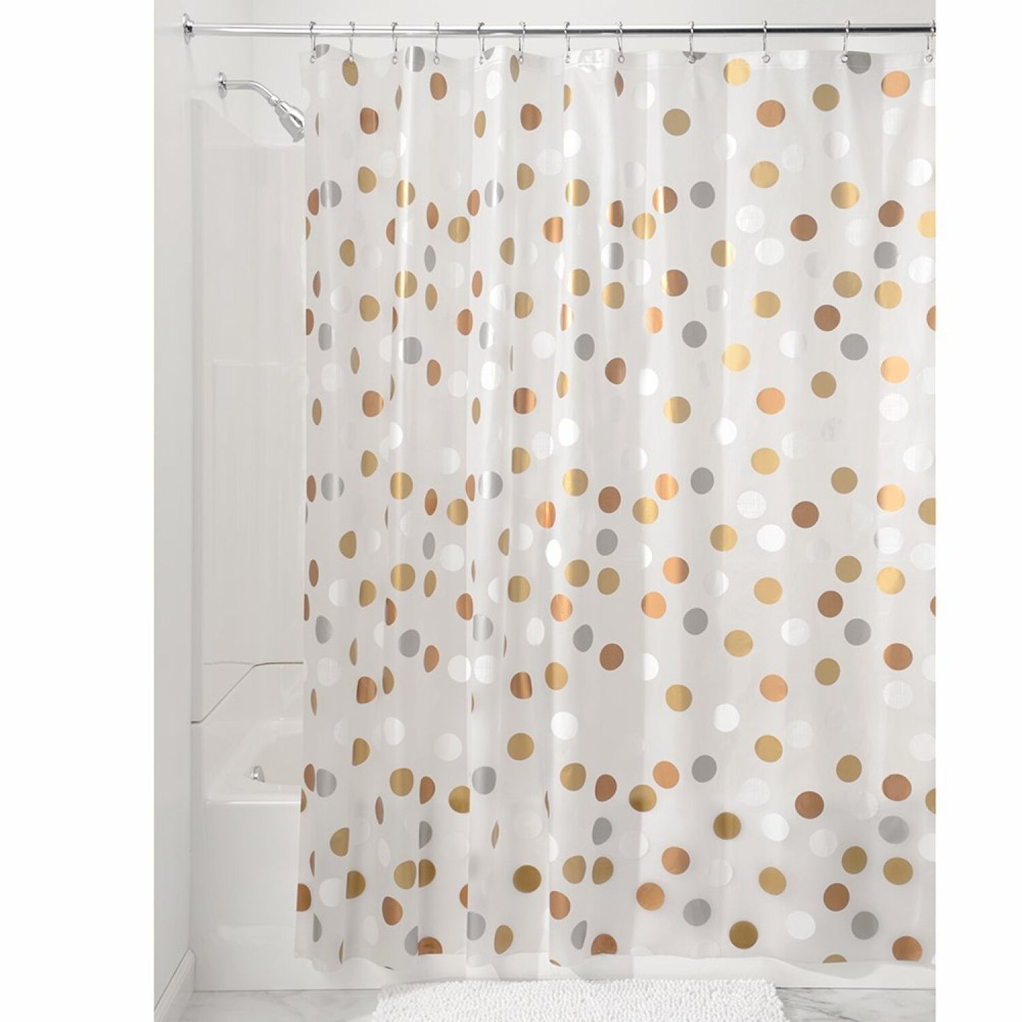 Gilly Dot PEVA Shower Curtain Metallic