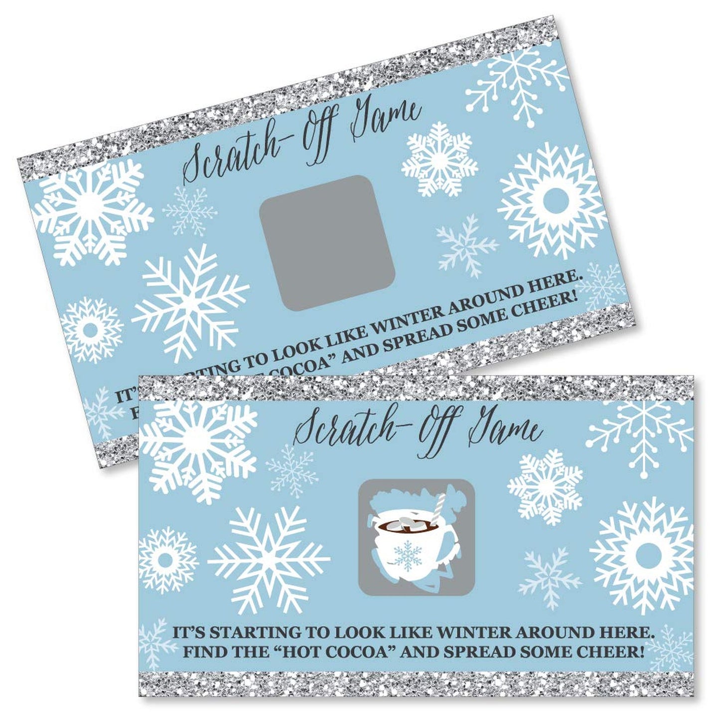 Winter Wonderland Snowflake Holiday Party and Winter Wedding Scratch Off Cards