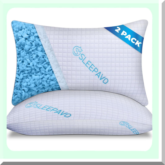 CoolDream Memory Foam Pillow Set - Queen Size 2 Pack, Adjustable Firmness for Side, Back, Stomach Sleepers. Cooling Technology for a Restful Night's Sleep.