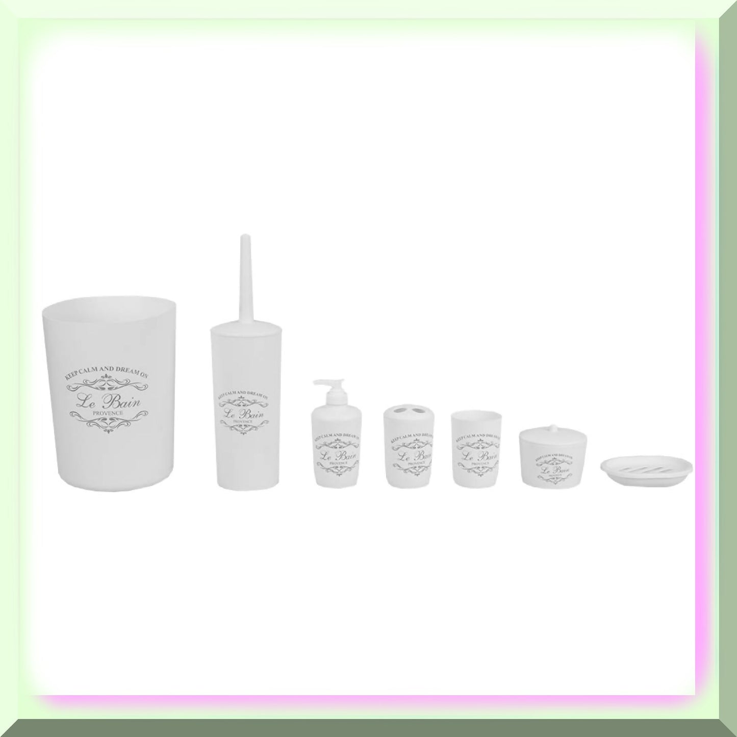 7-Piece Paris Bathroom Set White Plastic