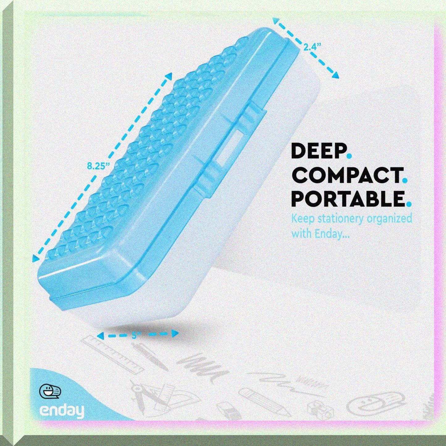 Plastic Pencil Box Large Capacity 6 Pack Assorted Colors