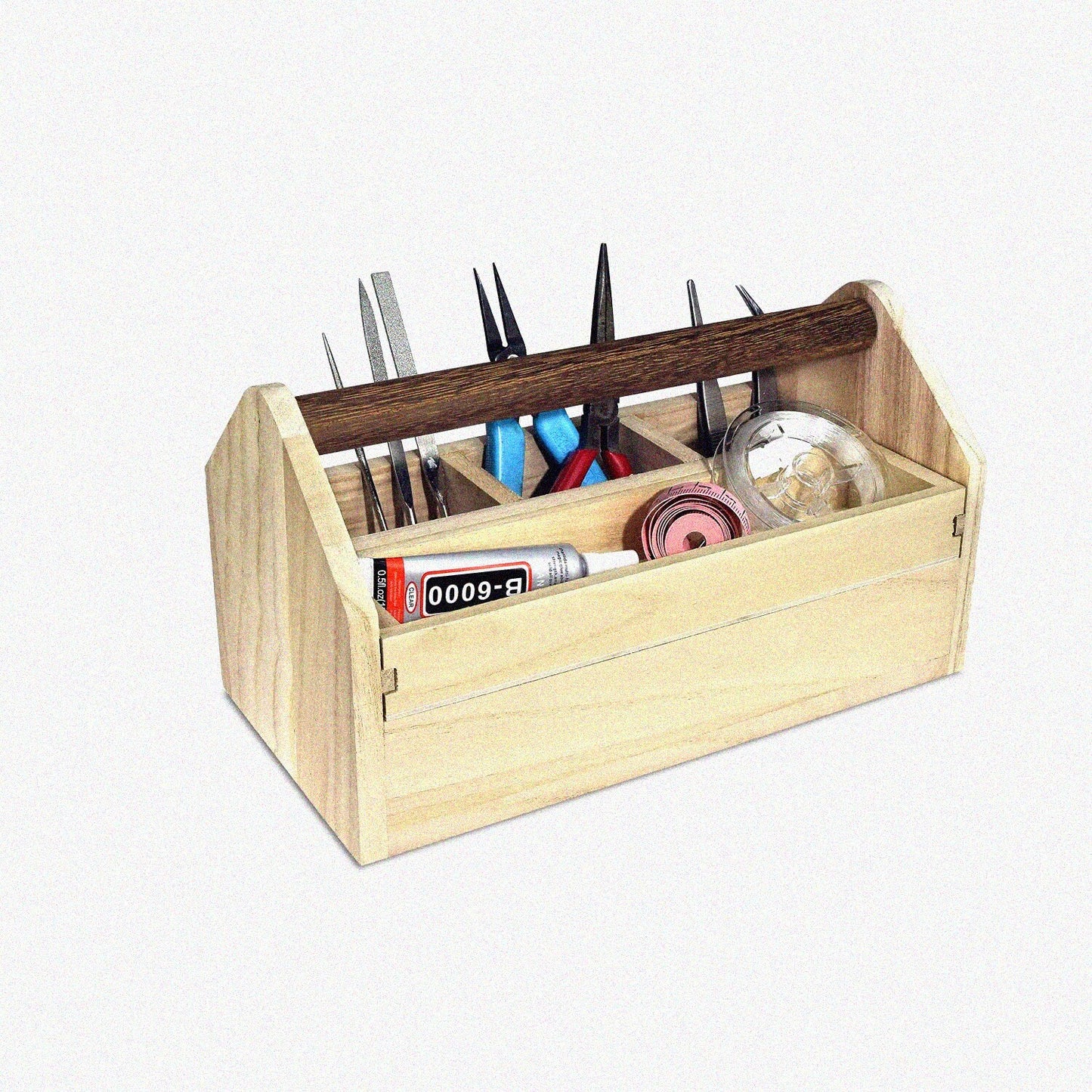 Small Wooden Storage Caddy with Handle, 10x5.1x3.5 in