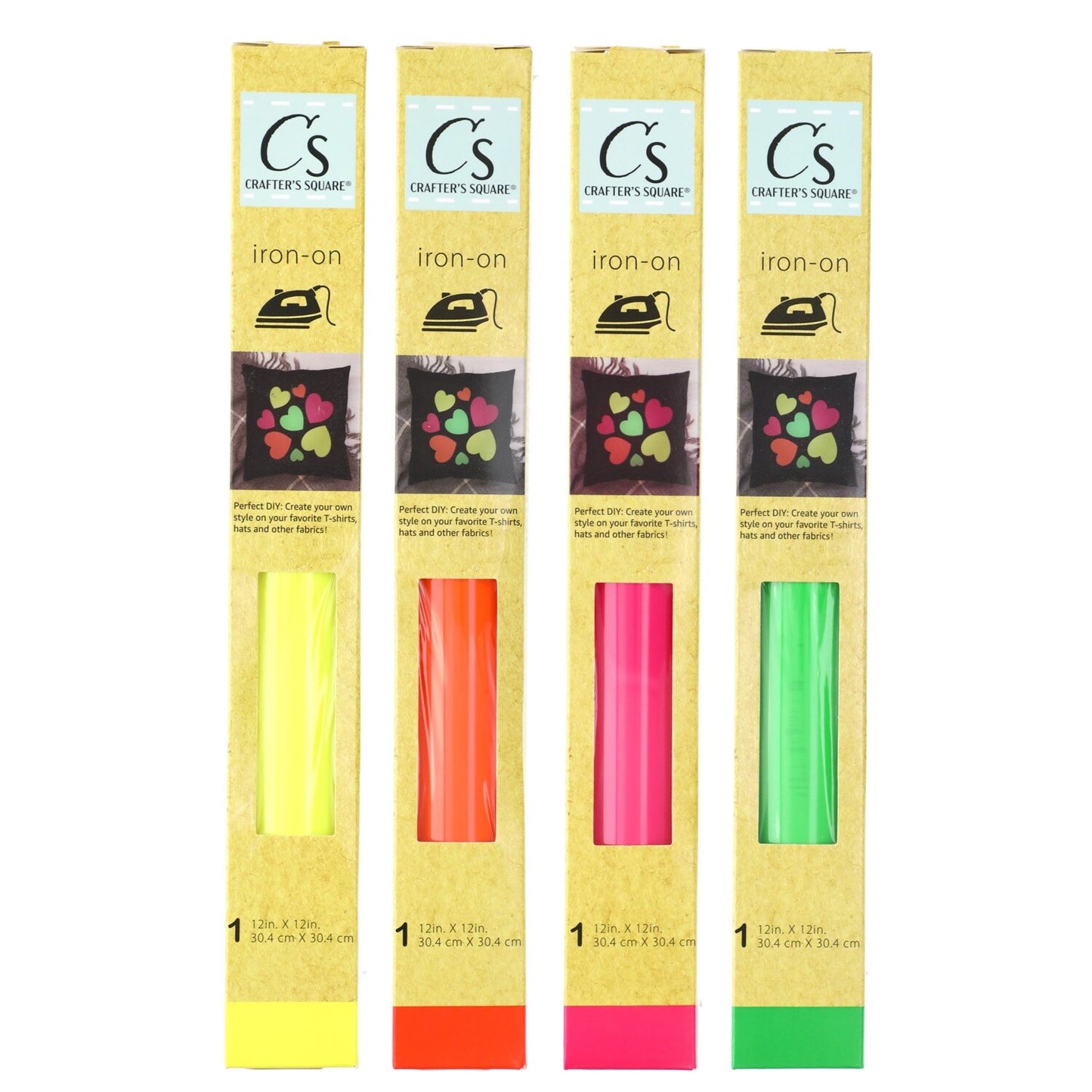 Crafter's Square Iron-On Neon Vinyl Paper, 12x12-in. (Pack of 24)