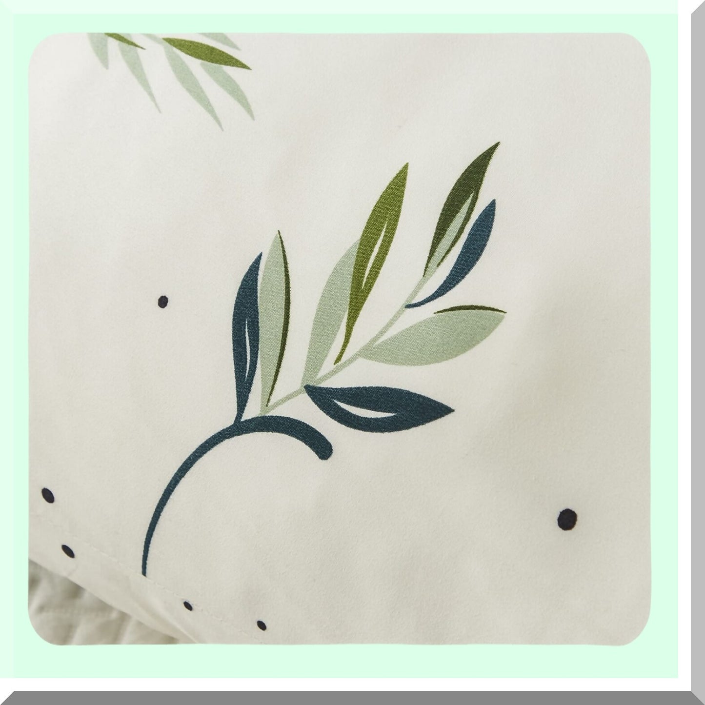 Boho Chic Green Leaves Dots Body Pillow Cover - 20x54 Cream Decor Case, Soft & Cozy Green Body Pillowcase for Home Bedroom, Cute Design