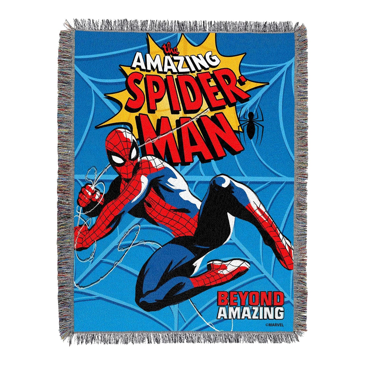 Spider-Man Flying Webs Woven Tapestry Throw Blanket, 48" x 60""