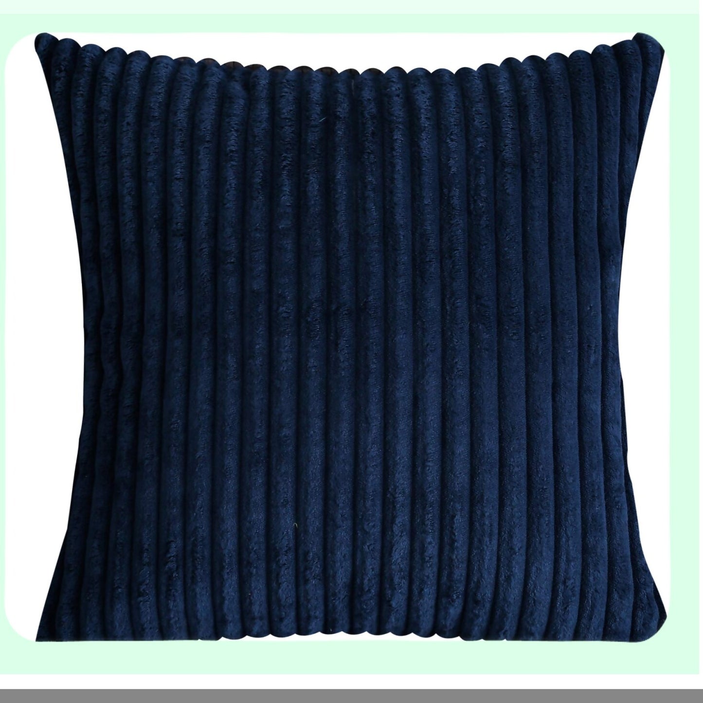 Luxury Velvet Stripe Pillow Covers - Set of 2 Soft Plush Corduroy Square Decorative Throw Pillow Cases, 20x20 Inches, Navy Blue - Pack of 2