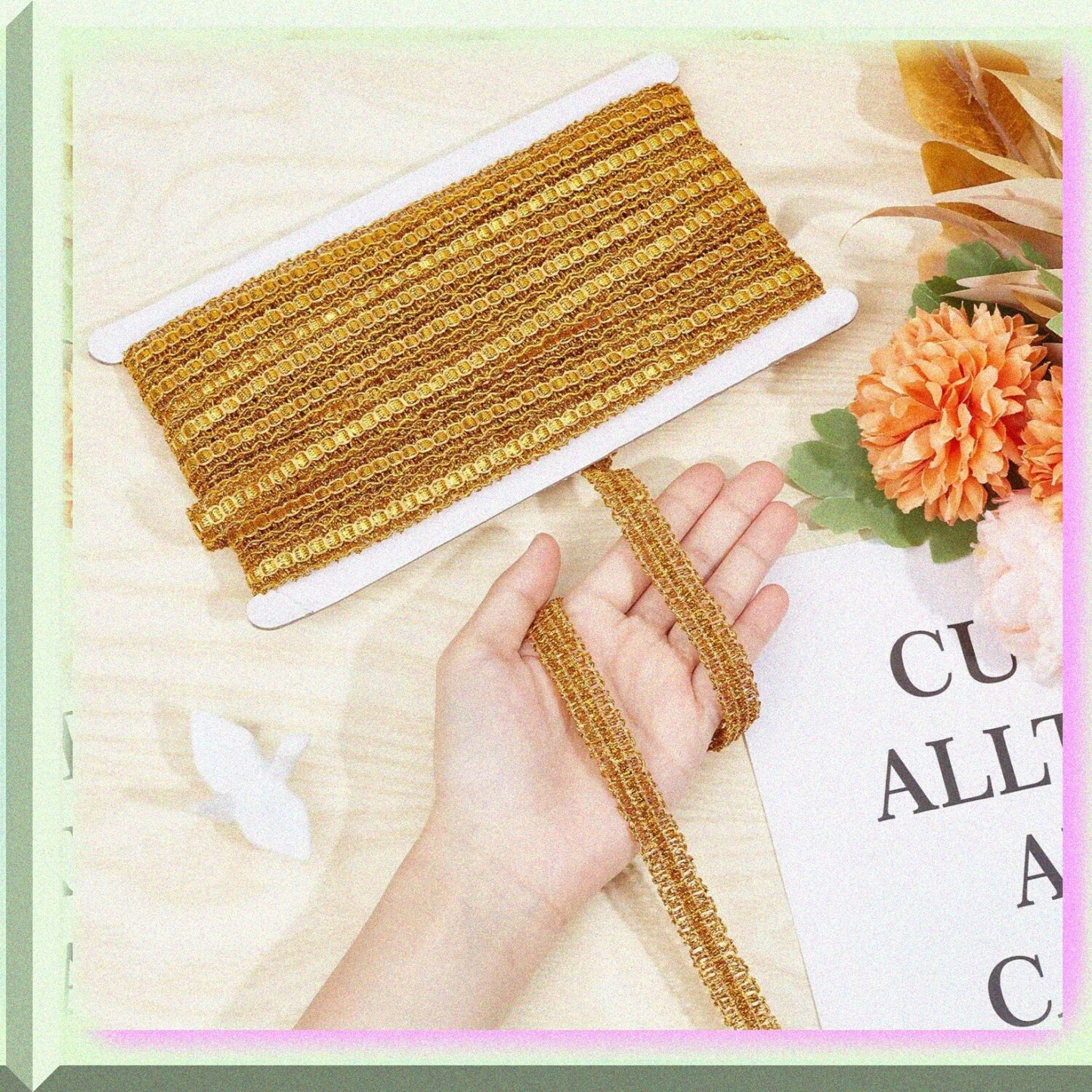15Yds Gold Gimp Braid Woven Lace Trim 1/2 Inch
