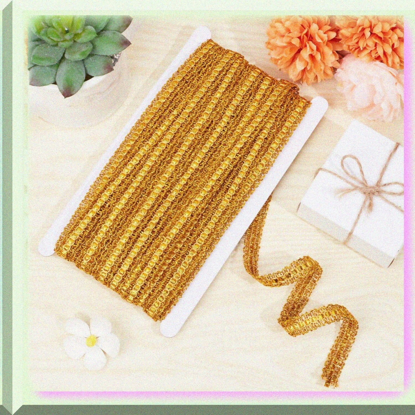 15Yds Gold Gimp Braid Woven Lace Trim 1/2 Inch