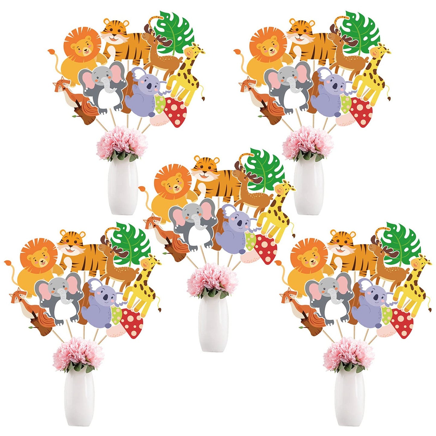 Jungle Party Decorations with Animal Cutouts and Signs