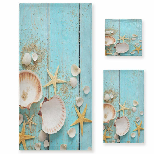 Shells Starfish Sea Shore 3-Piece Towel Set