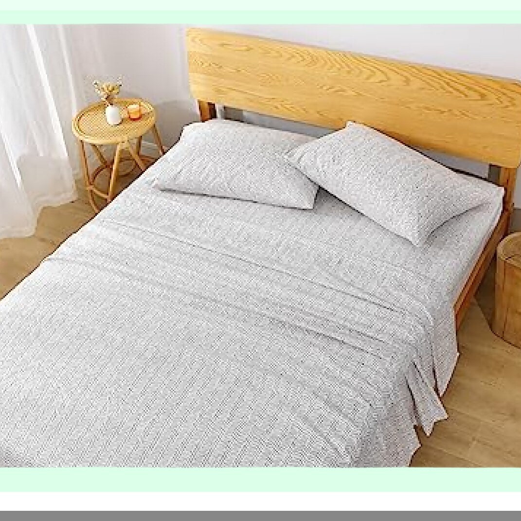 Breathable Hotel Queen Bedding Set - Cozy Microfiber Sheets & Pillowcases with Deep Pockets, Hypoallergenic & Fade Resistant - Grey Chevrons Comfort Collection