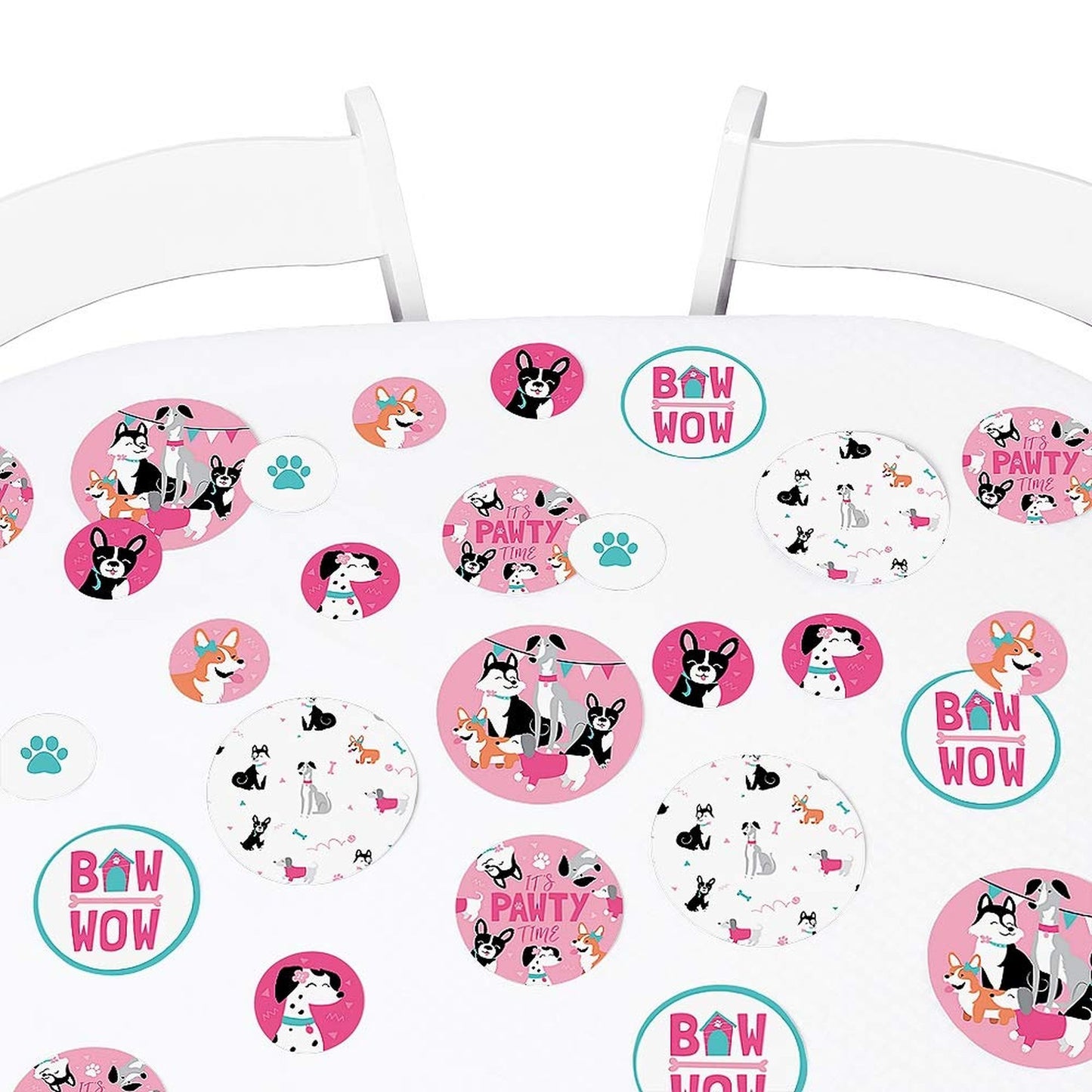 Pink Puppy Girl Party Confetti for Baby Shower or Birthday