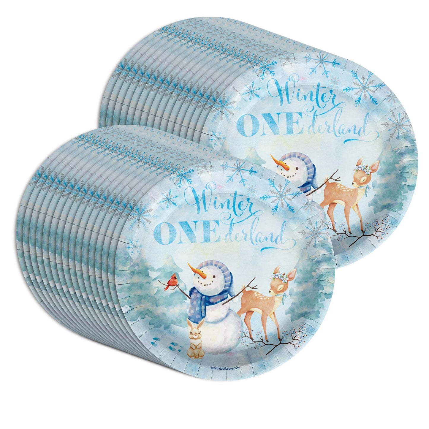 Snowman Winter Onederland 9" Paper Plates Bulk 32 Pack
