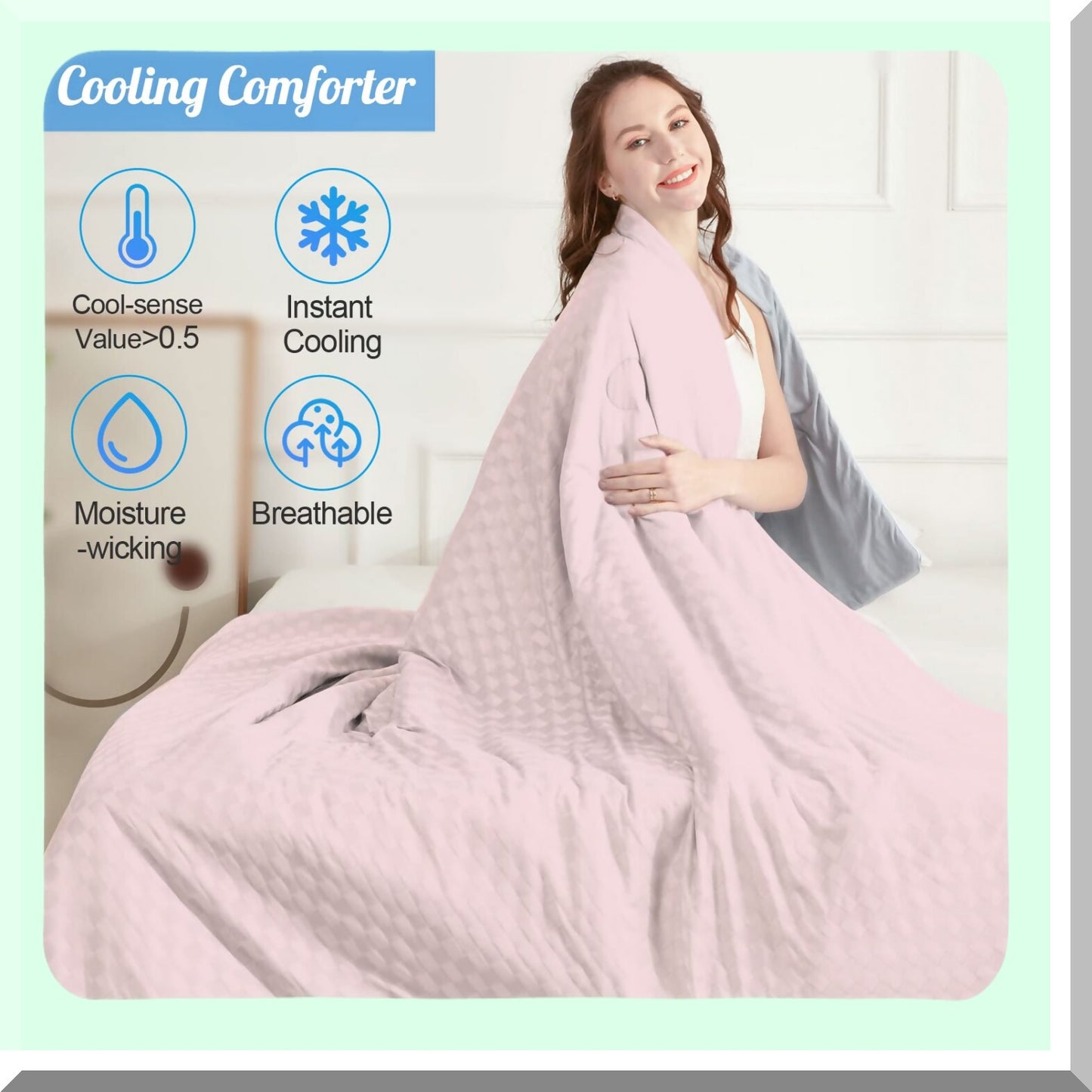 CoolMax Comfort Cooling Blanket - Full/Queen Size Summer Blanket for Night Sweats - Lightweight Breathable Blanket for Hot Sleepers - Pink, 79" x 90"