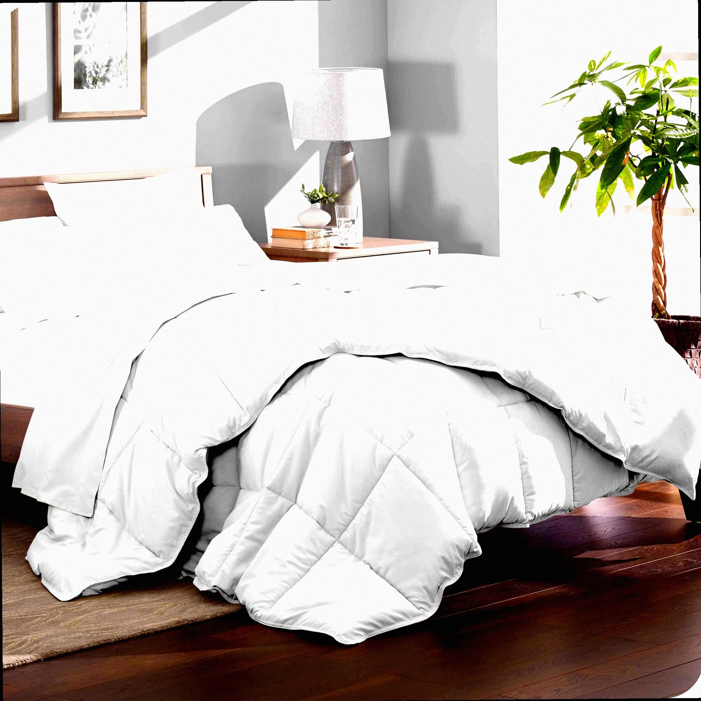 UltraSoft CaliComfort All Season California King Comforter - Easy Care Microfiber Bedding for Maximum Warmth and Comfort in White