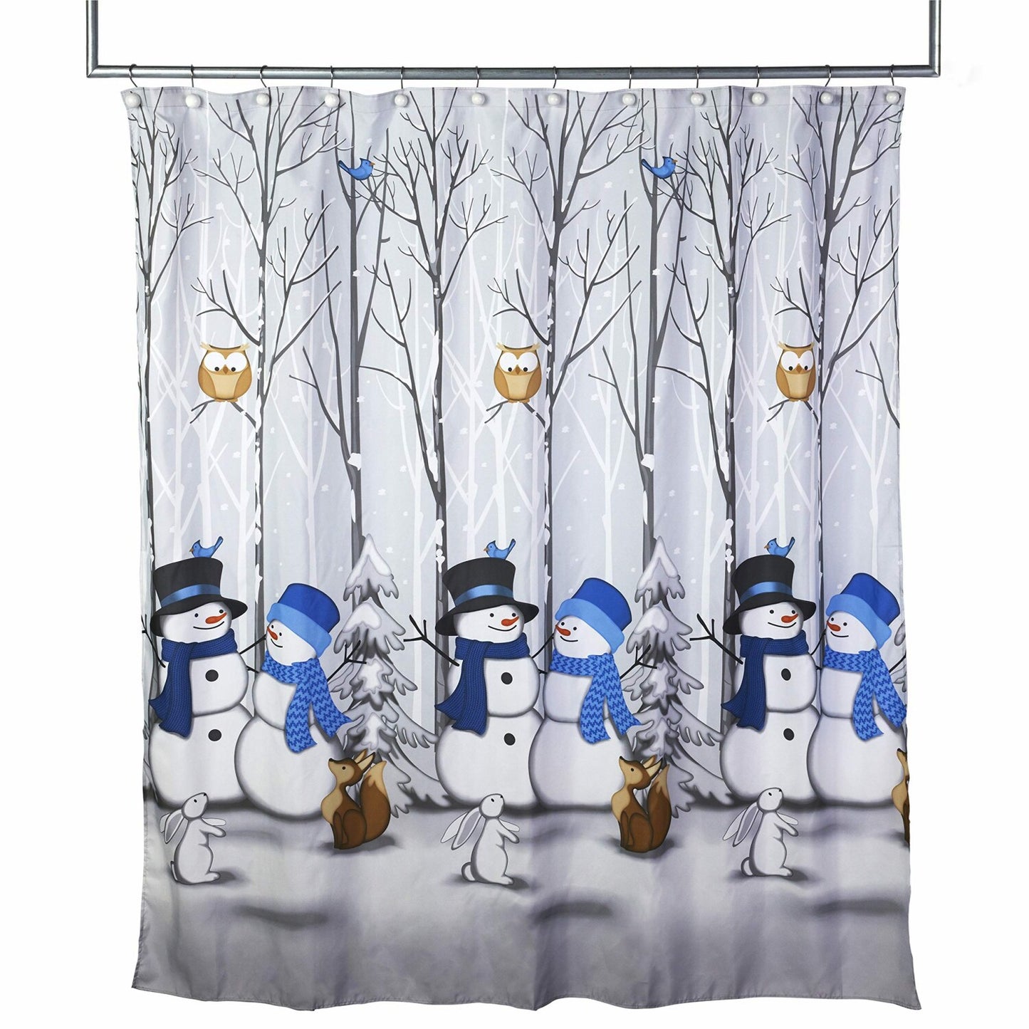 Winter Friends Blue Shower Curtain 70" x 72"