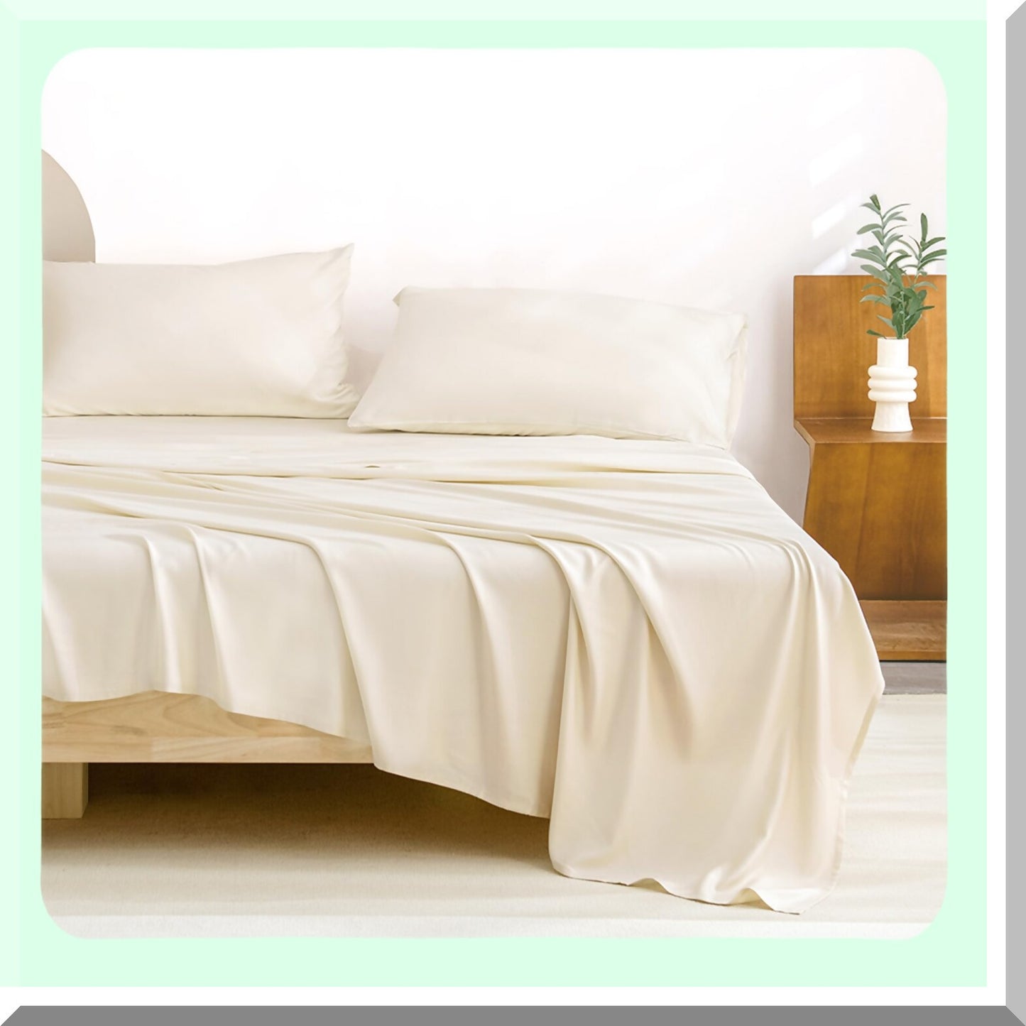 CoolBamboo Silky Soft Sheets Set - Hotel Luxury Breathable Bedding with Deep Pocket Up to 16" - 100% Viscose Derived - Beige Color - Cooling Size Sheets with Pillowcases