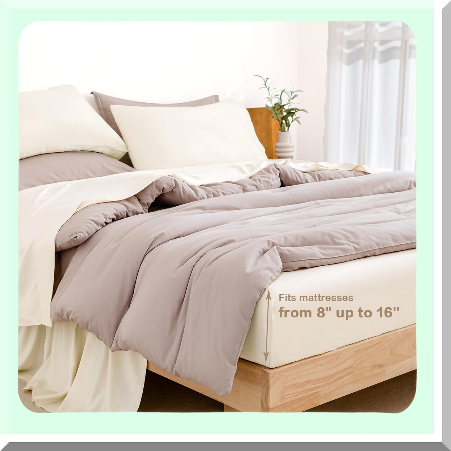 CoolBamboo Silky Soft Sheets Set - Hotel Luxury Breathable Bedding with Deep Pocket Up to 16" - 100% Viscose Derived - Beige Color - Cooling Size Sheets with Pillowcases