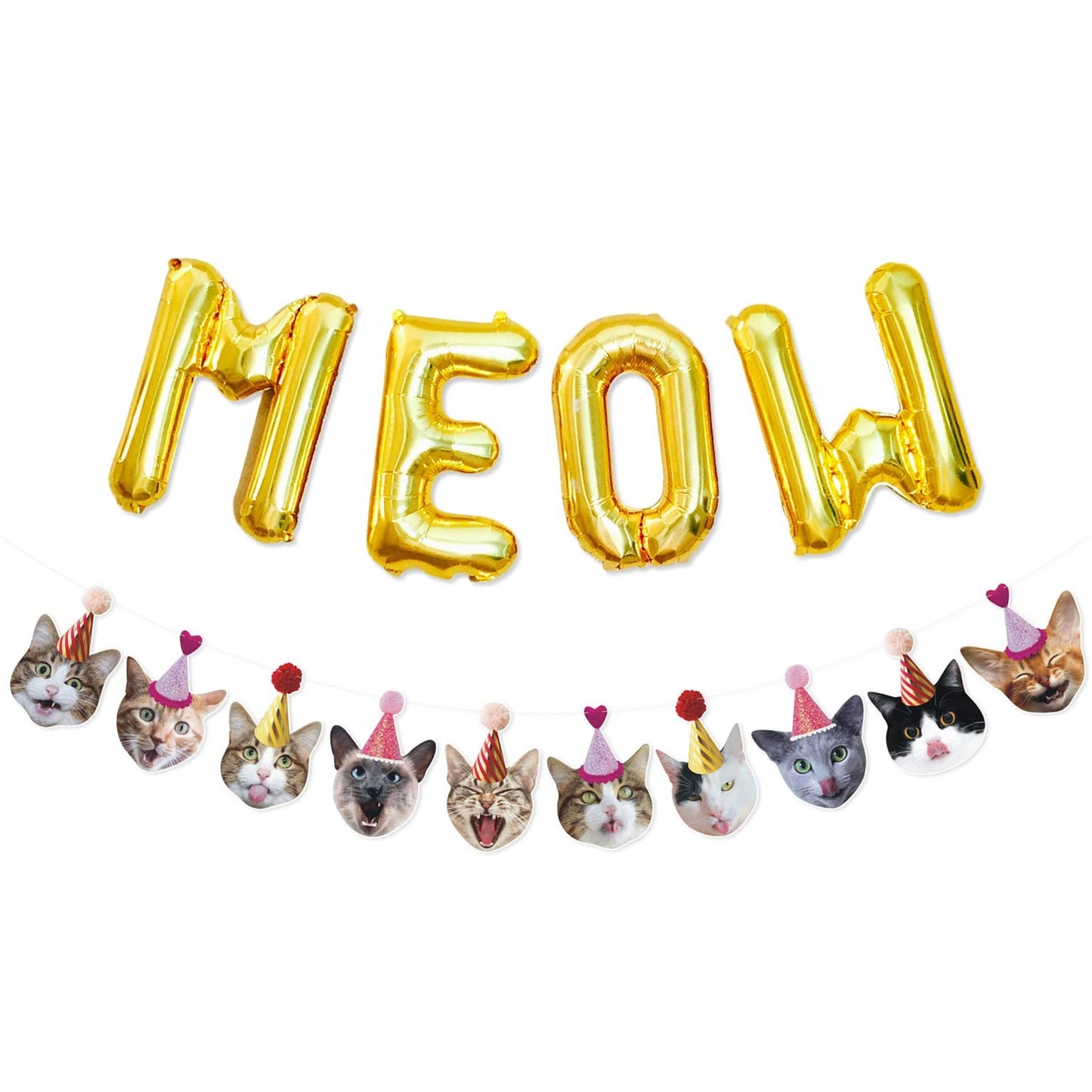 Funny Cat Party Garland and Balloons for Cat Theme Celebrations