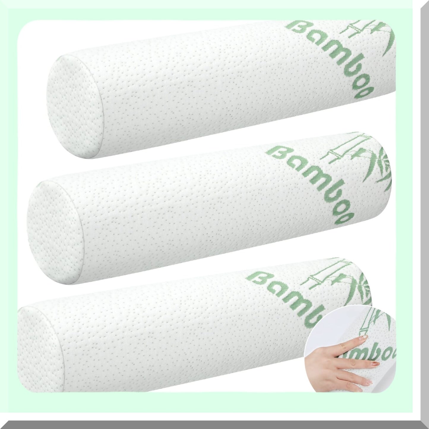 Bamboo Memory Foam Neck Roll Bolster Pillow - Supportive Cylinder Pillow for Sleeping, Travel, Yoga - Removable Washable Cover - 18 x 4 Inches
