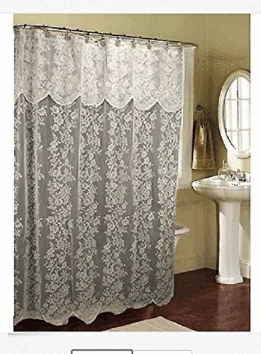 Romance Lace Beige Fabric Shower Curtain 70x72