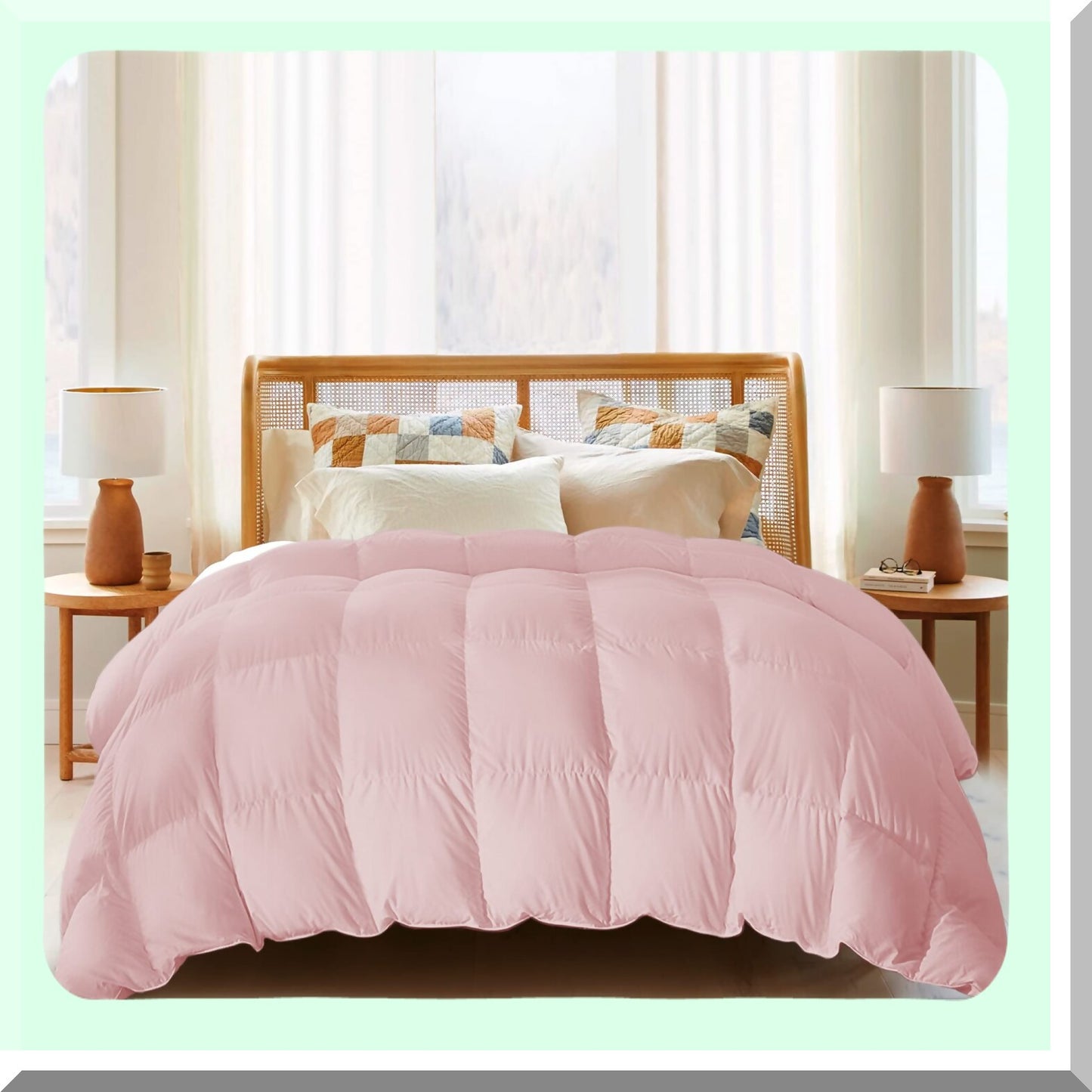 SummerDreams Lightweight Goose Down Comforter - Twin Size Hotel Collection Duvet Insert for Warmer Climates. Ultra-Soft Pink Shell for a Cozy Sleep.