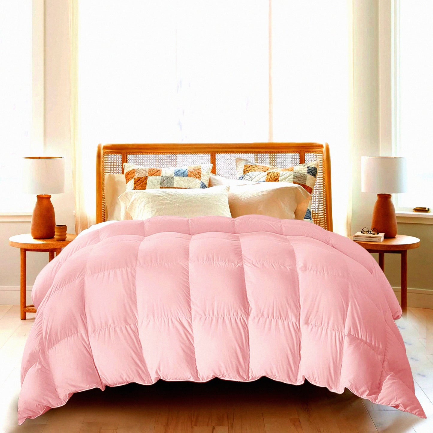 SummerDreams Lightweight Goose Down Comforter - Twin Size Hotel Collection Duvet Insert for Warmer Climates. Ultra-Soft Pink Shell for a Cozy Sleep.