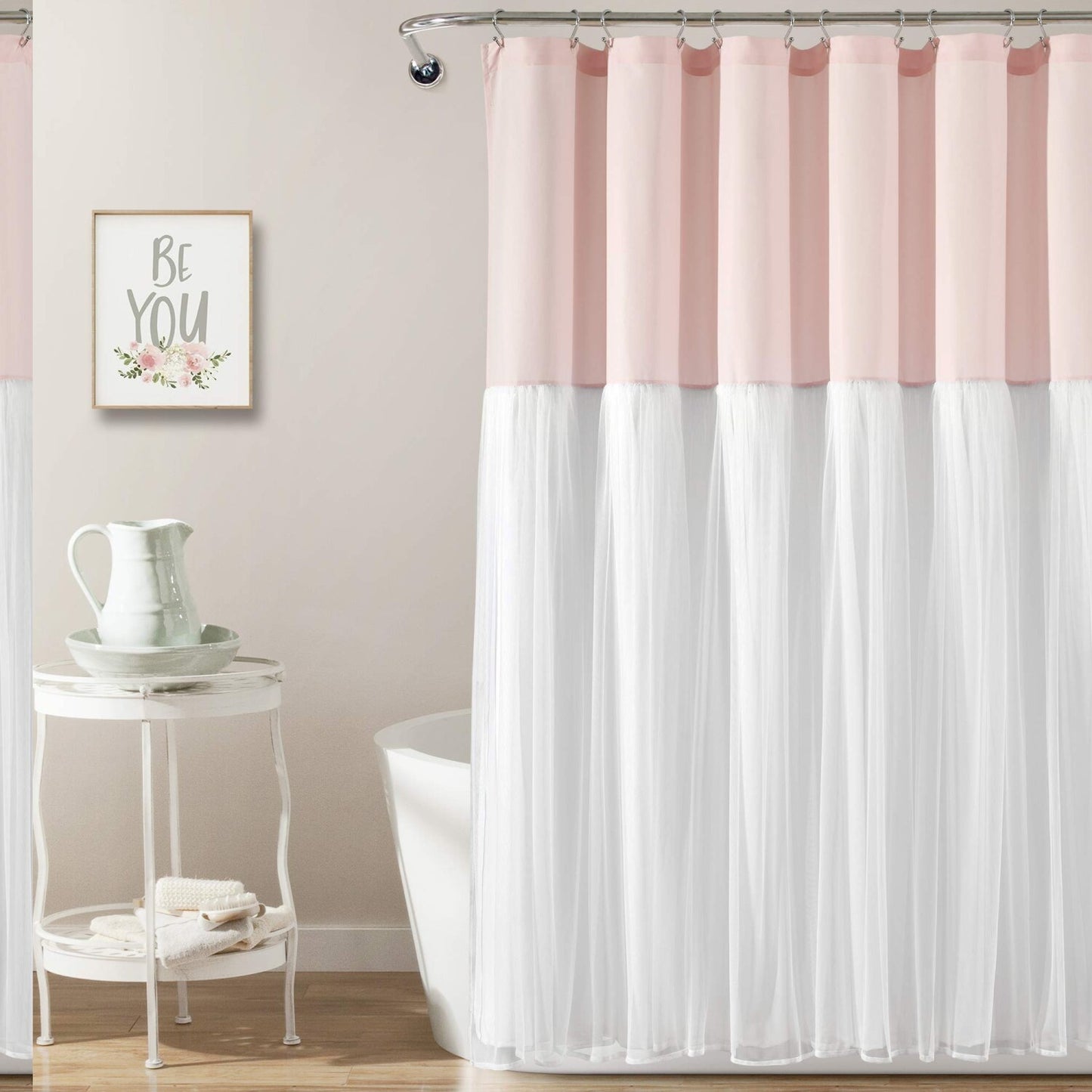 Tulle Skirt Colorblock Shower Curtain 72x72