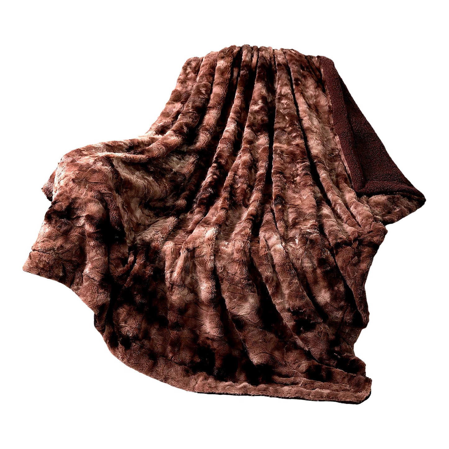 CozySherpa Twin Tie-Dye Throw Blanket - Soft, Warm, Fluffy Plush Fleece for Bed & Couch, Reversible Shaggy Brown 60x80