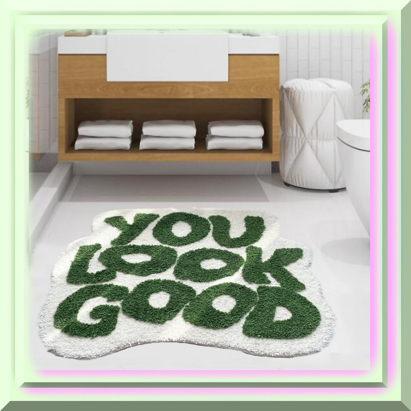 Green Bathroom Rug Non Slip Washable Small Mat