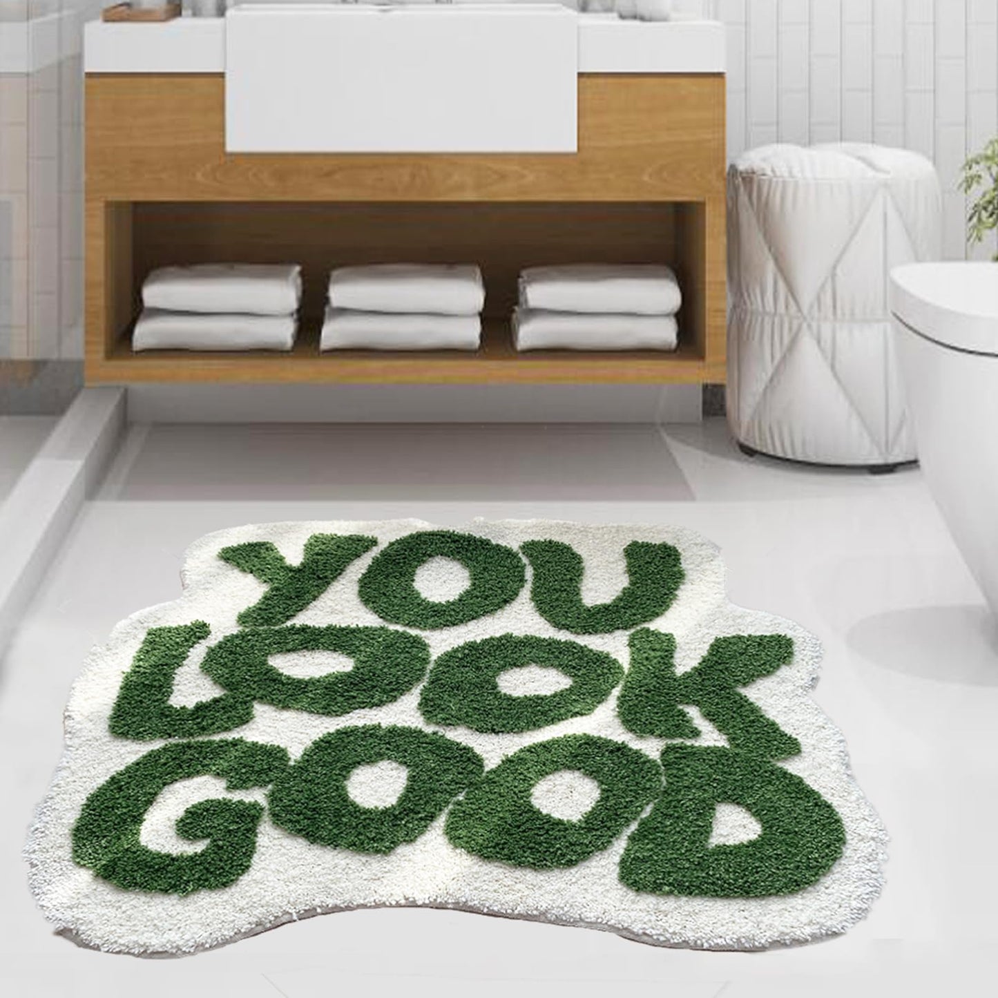 Green Bathroom Rug Non Slip Washable Small Mat