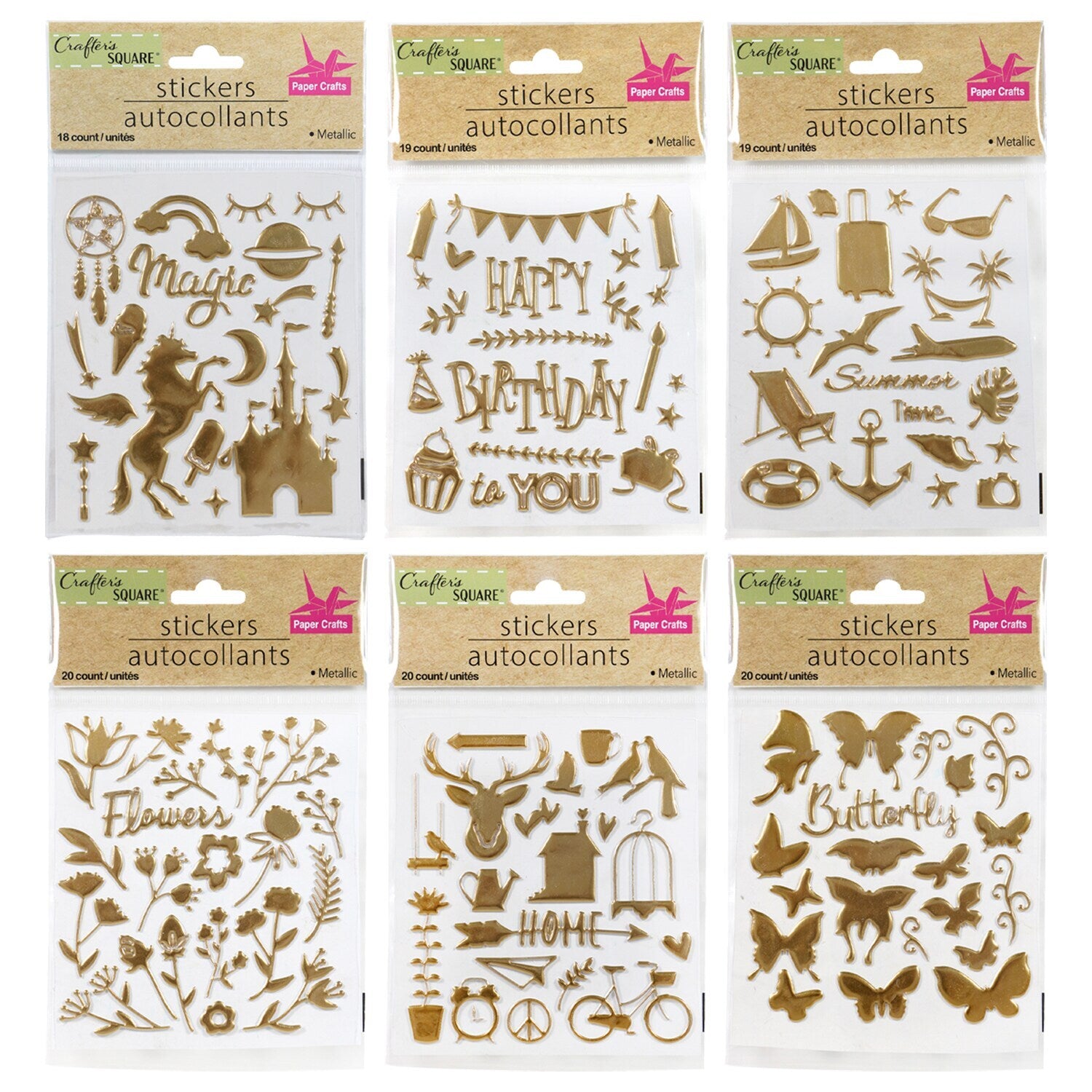 Crafter's Square Metallic Puffy Stickers (Pack of 24)